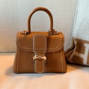 Delvaux Brown Leather Brilliant Mini Top Handle Bag with Strap